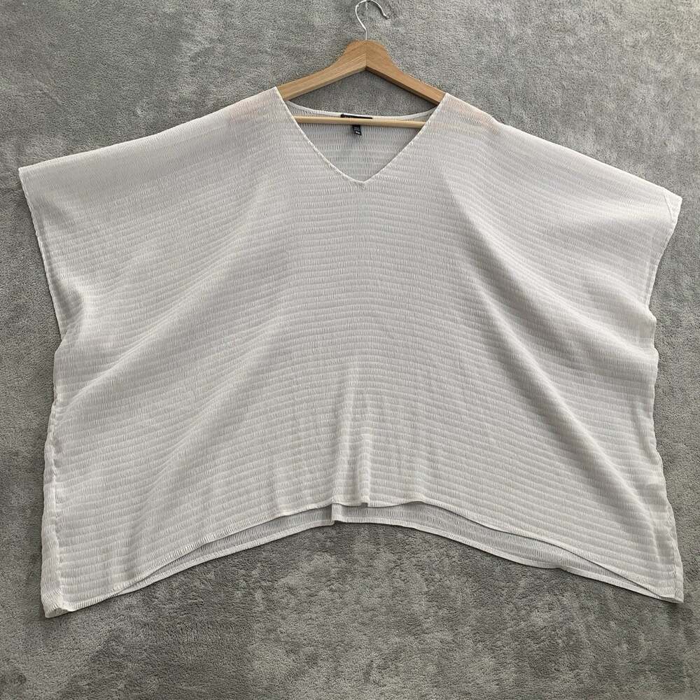 Eileen Fisher Poncho Top Womens Small / Medium White Polyester Minimal Lagenlook